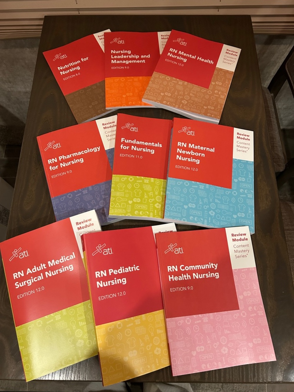 RN Nursing Book Set - Red and Multi-Color Covers